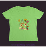 Count Your Blossoms Women’s V-Neck Lime / Small (S)