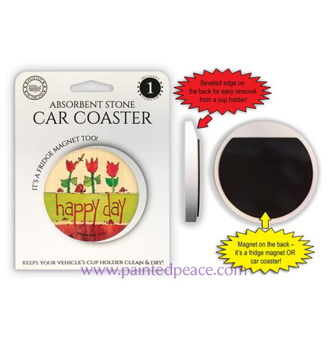 Happy Day Car Coaster / Magnet