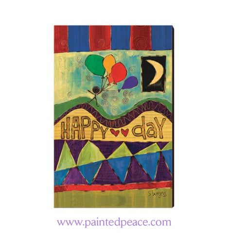 Happy Day Wooden Post Card Mini Art