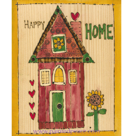 Happy Home Tiny Original On Wood