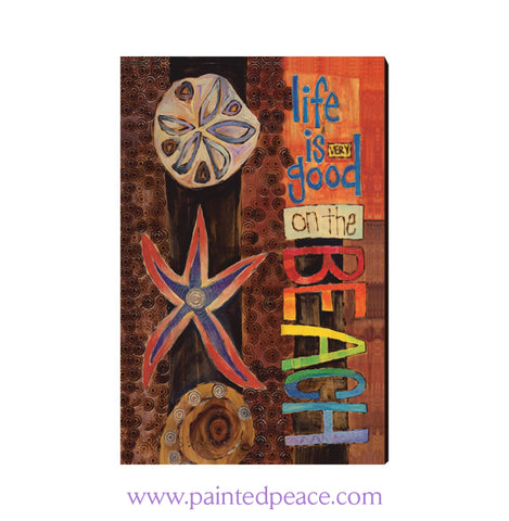 Life Is Good On The Beach Wooden Post Card Mini Art