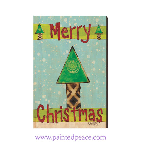 Merry Christmas Wooden Post Card