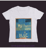 My Favorite Color Is Blue Women’s V-Neck White / Large (L)