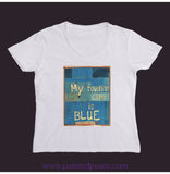 My Favorite Color Is Blue Women’s V-Neck White / Small (S)