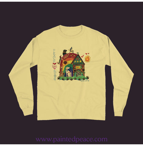 Peace Love Dog Unisex Long Sleeve Tee - New Butter / Small (S)