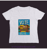 Vote Blue Women’s V-Neck Tee White / Small (S)