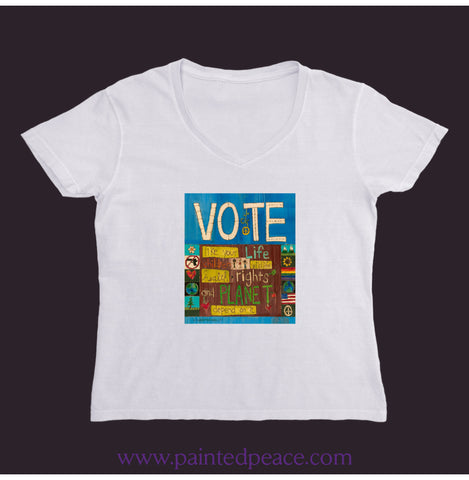 Vote Women’s V-Neck Tee White / Small (S)